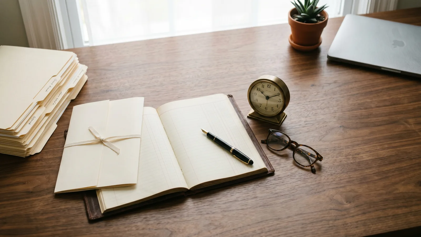 Documentos de inventário e partilha de bens sobre mesa de escritório de advocacia — Direito das Sucessões e dados sensíveis da família