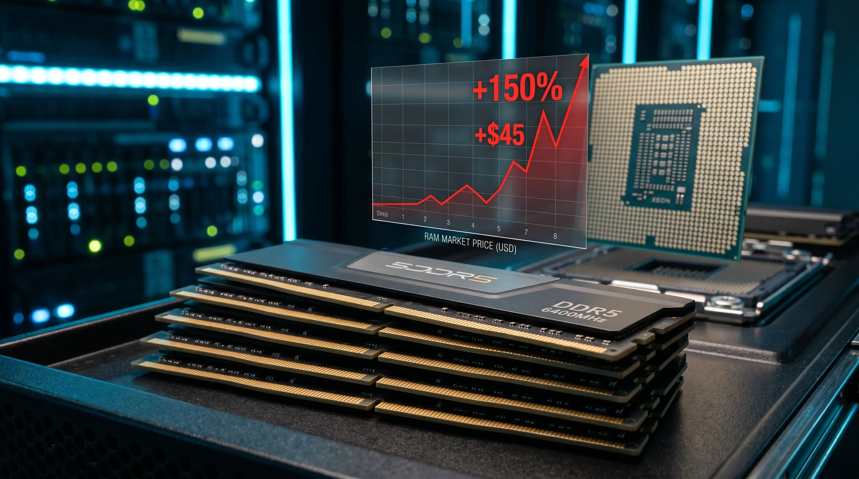 Módulos de memória RAM DDR5 com preços em alta por causa da demanda de IA